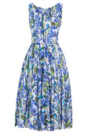 Aster Dress Boat Neck Sleeveless Midi Length Cotton Musola (Crocus Hyacinth White)