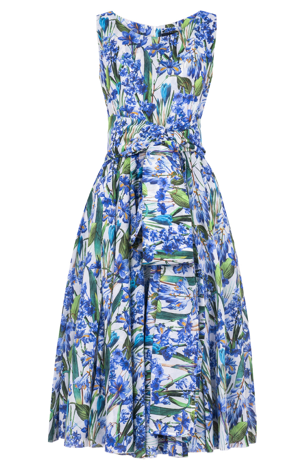 Aster Dress Boat Neck Sleeveless Midi Length Cotton Musola (Crocus Hyacinth White)