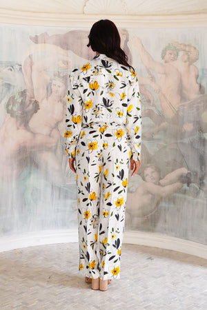 Pajama Shirt & Pajama Pants Silk Twill (Daisy)