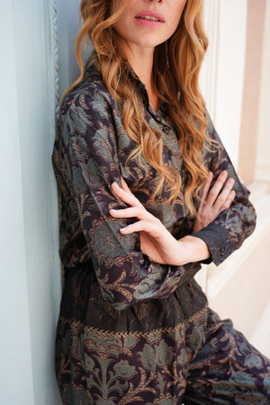 Pajama Shirt & Pajama Pants Silk Twill (Damasco)
