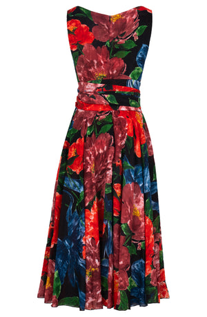 Aster Dress Boat Neck Sleeveless Midi Length Ramie (Darby Rose Ground)