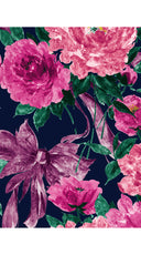 Abito Eva girocollo manica 3/4 lunghezza maxi in ramia (Darby Rose Ground)