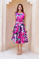 Rose Dress Crew Neck Sleeveless Long Length Cotton Stretch (Darby Rose Pastel)