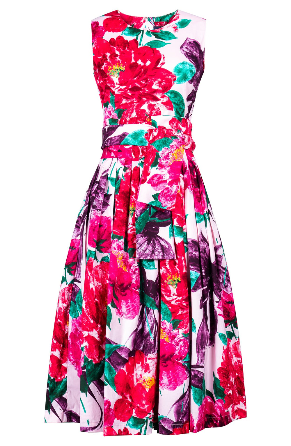 Florance Dress Crew Neck Sleeveless Midi Length Cotton Stretch (Darby Rose Pastel)