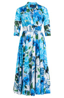 Aster Dress Shirt Collar 3/4 Sleeve Midi Plus Length Cotton Musola (Darby Rose White)