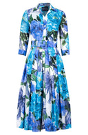 Audrey Dress #4 Shirt Collar 3/4 Sleeve Midi Length Musola (Darby Rose White)