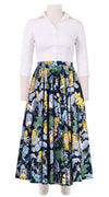 Abelia Skirt Midi Length Cotton Stretch (Darts Hill Garden)