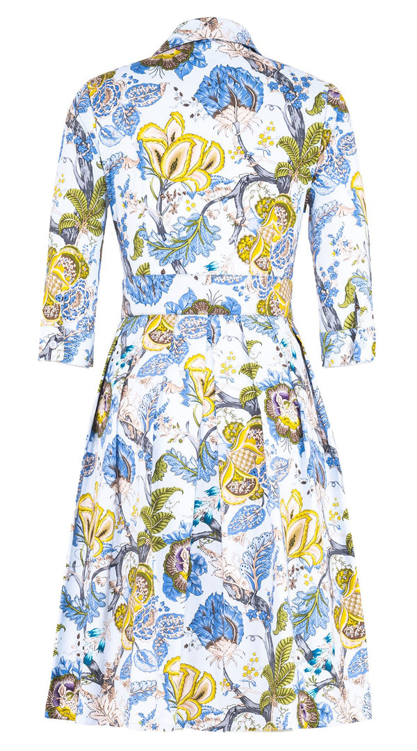 Audrey Dress #1 Shirt Collar 3/4 Sleeve Regular Length Cotton Stretch (Darts Hill Garden)