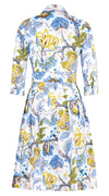 Audrey Dress #1 Shirt Collar 3/4 Sleeve Regular Length Cotton Stretch (Darts Hill Garden)