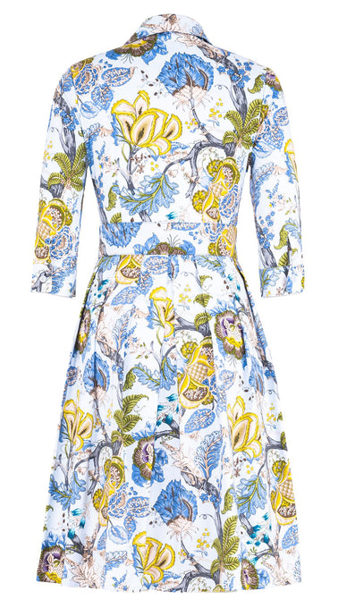 Audrey Dress #1 Shirt Collar 3/4 Sleeve Regular Length Cotton Stretch (Darts Hill Garden)