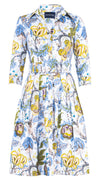 Audrey Dress #1 Shirt Collar 3/4 Sleeve Regular Length Cotton Stretch (Darts Hill Garden)