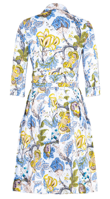 Audrey Dress #1 Shirt Collar 3/4 Sleeve Regular Length Cotton Stretch (Darts Hill Garden)