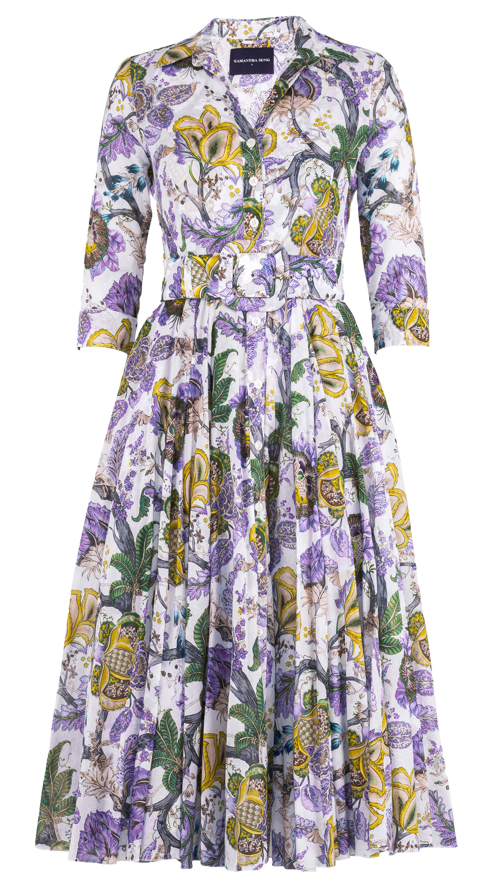 Aster Dress Shirt Collar 3/4 Sleeve Midi Length Musola (Dart Hill Garden) @12