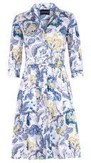 Audrey Dress #3 Shirt Collar 3/4 Sleeve Regular Length Cotton Stretch (Darts Hill Garden)