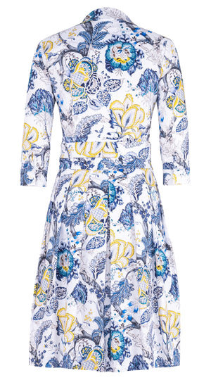 Audrey Dress #3 Shirt Collar 3/4 Sleeve Regular Length Cotton Stretch (Darts Hill Garden)