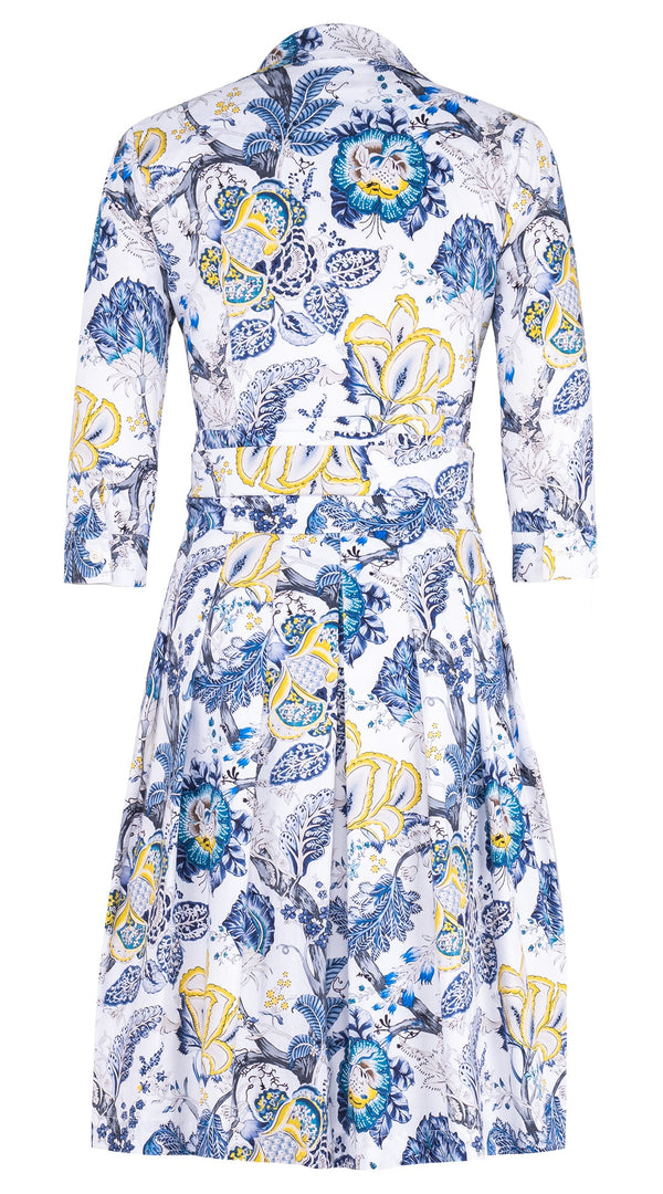 Audrey Dress #3 Shirt Collar 3/4 Sleeve Regular Length Cotton Stretch (Darts Hill Garden)