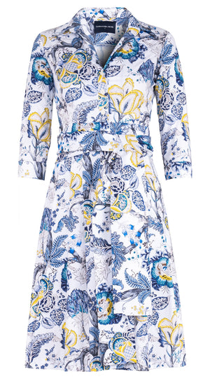 Audrey Dress #3 Shirt Collar 3/4 Sleeve Regular Length Cotton Stretch (Darts Hill Garden)