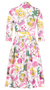 Audrey Dress #2 Shirt Collar 3/4 Sleeve Long Length Cotton Stretch (Darts Hill Garden)
