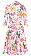 Audrey Dress #2 Shirt Collar 3/4 Sleeve Long Length Cotton Stretch (Darts Hill Garden)
