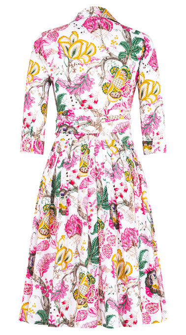 Audrey Dress #2 Shirt Collar 3/4 Sleeve Long Length Cotton Stretch (Darts Hill Garden)