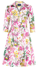 Audrey Dress #3 Shirt Collar 3/4 Sleeve Regular Length Cotton Stretch (Darts Hill Garden)