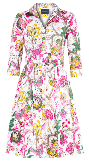 Audrey Dress #3 Shirt Collar 3/4 Sleeve Regular Length Cotton Stretch (Darts Hill Garden)