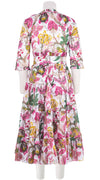 Eden Dress Crew Neck 3/4 Sleeve Midi Length Cotton Musola (Darts Hill Garden)