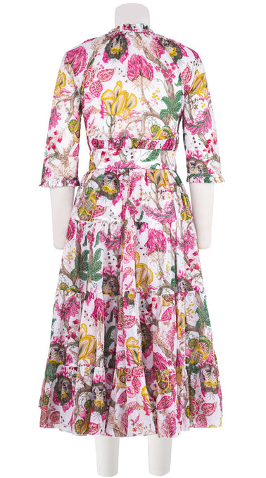 Eden Dress Crew Neck 3/4 Sleeve Midi Length Cotton Musola (Darts Hill Garden)