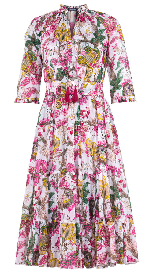 Eden Dress Crew Neck 3/4 Sleeve Midi Length Cotton Musola (Darts Hill Garden)