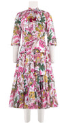 Eden Dress Crew Neck 3/4 Sleeve Midi Length Cotton Musola (Darts Hill Garden)