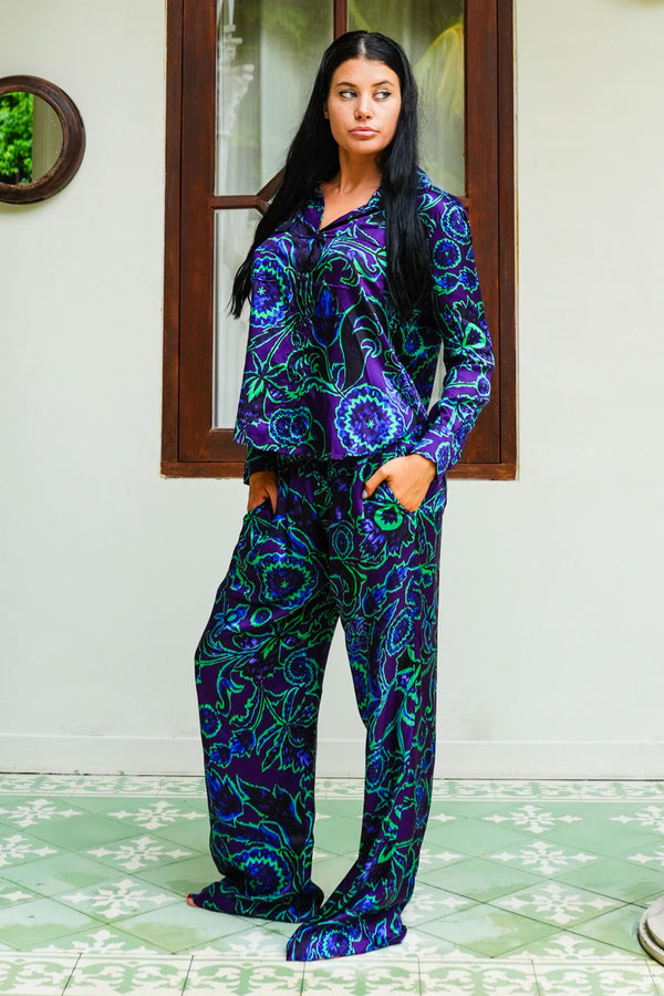 Sydney Shirt Long Sleeve & Sydney Pants Silk Twill (Deco Velvet)