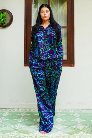 Sydney Shirt Long Sleeve & Sydney Pants Silk Twill (Deco Velvet)