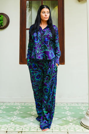Sydney Shirt Long Sleeve & Sydney Pants Silk Twill (Deco Velvet)