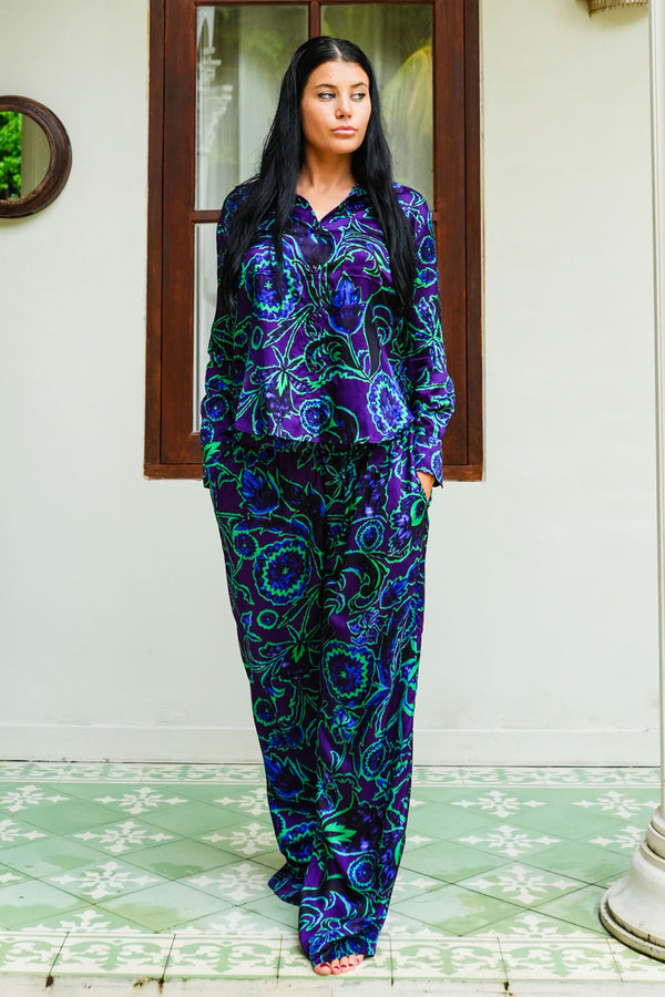 Sydney Shirt Long Sleeve & Sydney Pants Silk Twill (Deco Velvet)