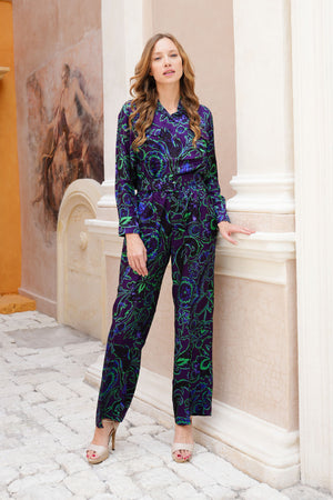 Pajama Shirt & Pajama Pants Silk Twill (Deco)