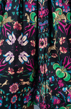 Audrey Dress #1 Shirt Collar 3/4 Sleeve Long Length Cotton Stretch (Deer Stalker)