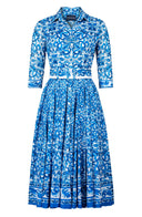 Aster Dress Shirt Collar 3/4 Sleeve Midi Length Cotton Musola (Del Mar Tile)
