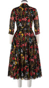 Avenue Dress Shirt Collar 3/4 Sleeve Midi Length Cotton Musola (Delanica Flower)
