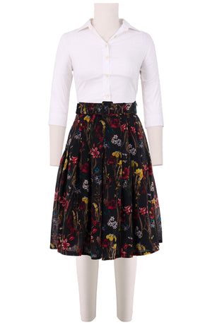 Zeller Skirt Regular Length Wool (Delanica Flower) - Black