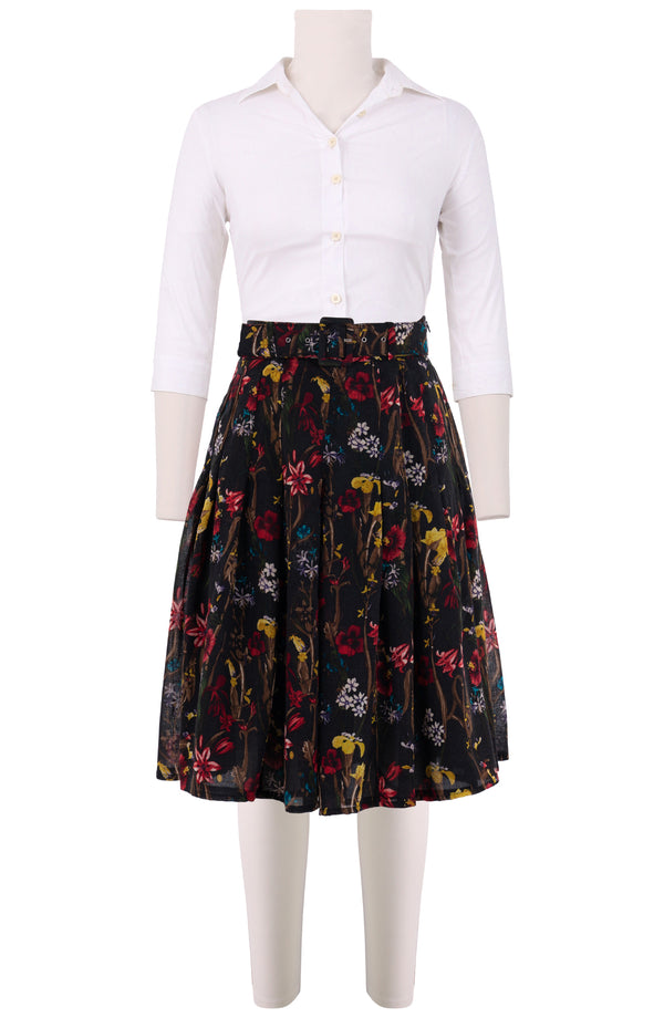 Zeller Skirt Regular Length Wool (Delanica Flower) - Black