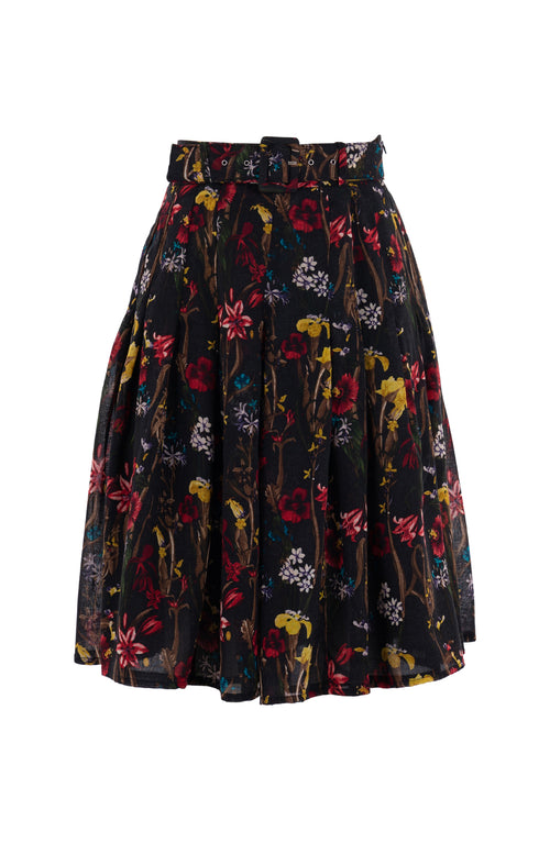 Zeller Skirt Regular Length Wool (Delanica Flower) - Black