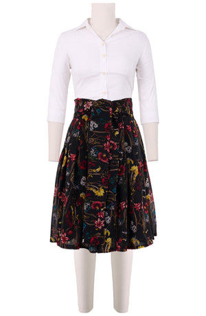 Zeller Skirt Regular Length Wool (Delanica Flower) - Black