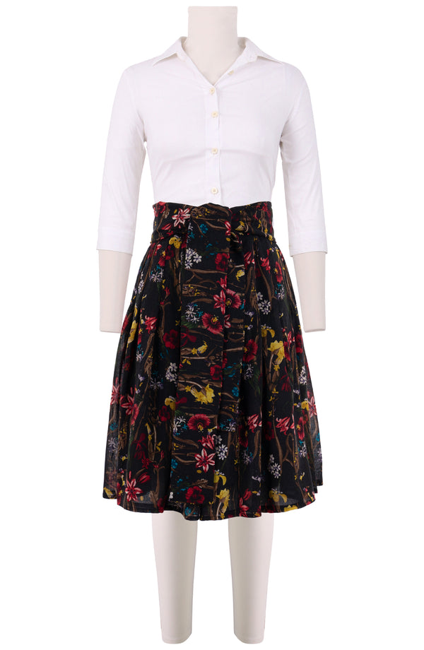 Zeller Skirt Regular Length Wool (Delanica Flower) - Black