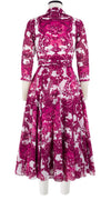 Olivia Dress Shirt Collar 3/4 Sleeve Midi Length Cotton Musola (Delft Dutcese)