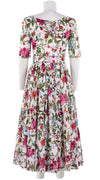 Melanie Dress #1 Boat Neck 1/2 Sleeve Midi Plus Length Cotton Musola (Petite Flora)