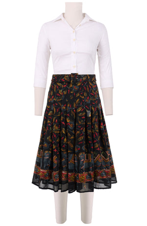 Zeller Skirt Long Length Wool (Dupattas Elephant) - Black