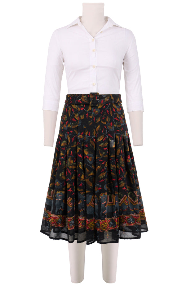 Zeller Skirt Long Length Wool (Dupattas Elephant) - Black