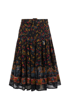 Zeller Skirt Long Length Wool (Dupattas Elephant) - Black