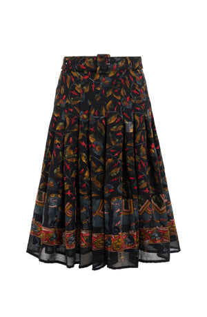 Zeller Skirt Long Length Wool (Dupattas Elephant) - Black