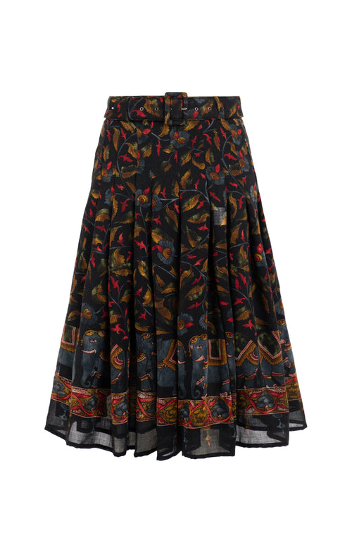 Zeller Skirt Long Length Wool (Dupattas Elephant) - Black